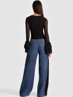 Alice and Olivia DELAINA TOP WITH RUFFLE CUFF