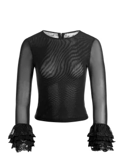 Alice and Olivia DELAINA TOP WITH RUFFLE CUFF