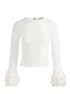 Alice and Olivia DELAINA TOP WITH RUFFLE CUFF