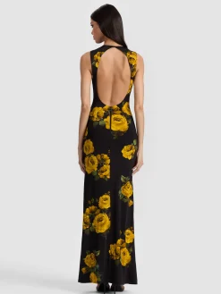 Alice and Olivia DELORA OPEN BACK MAXI DRESS