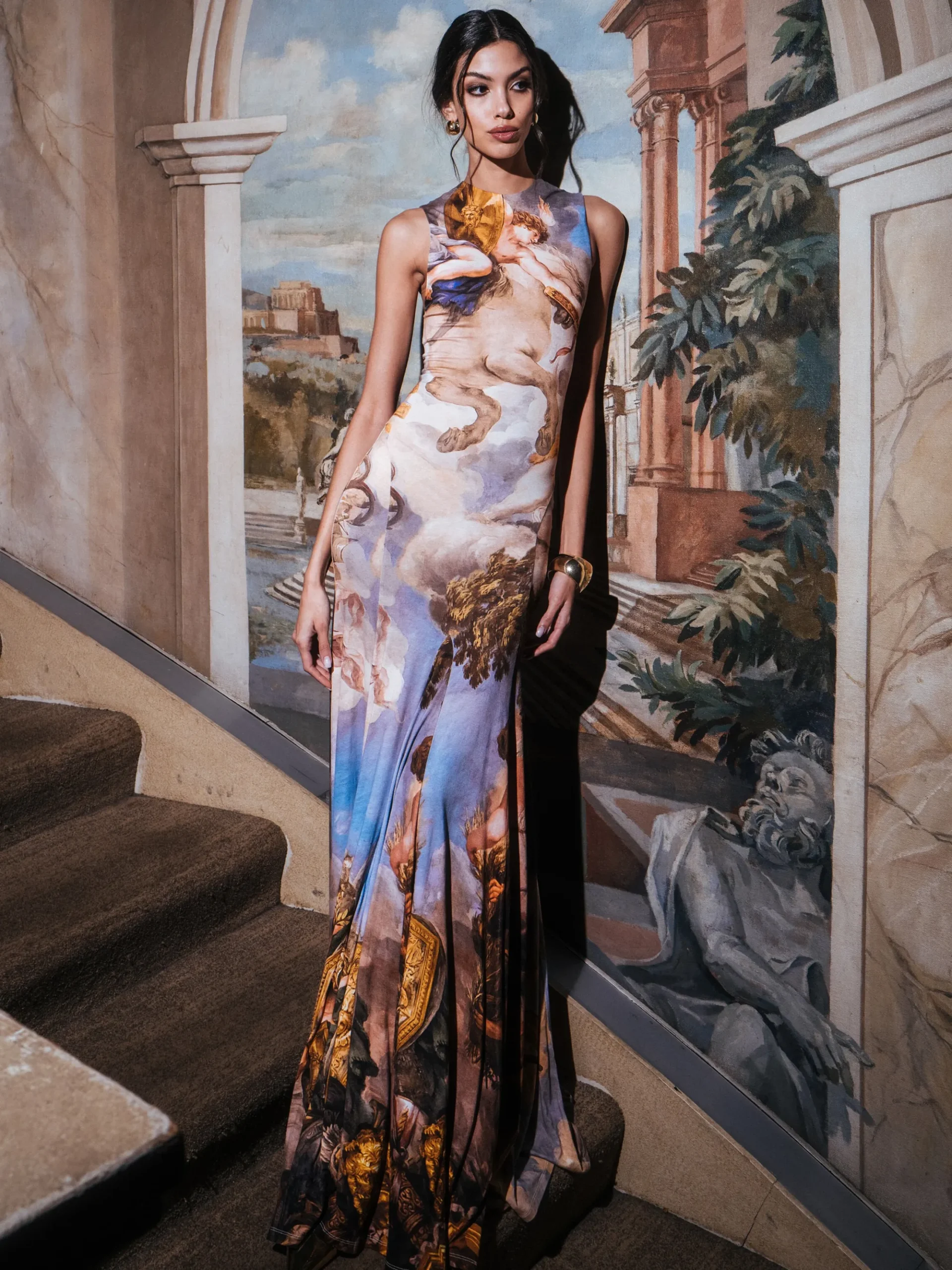 Alice and Olivia DELORA OPEN BACK MAXI DRESS