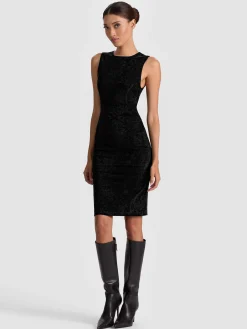 Alice and Olivia DELORA SUEDE MIDI DRESS