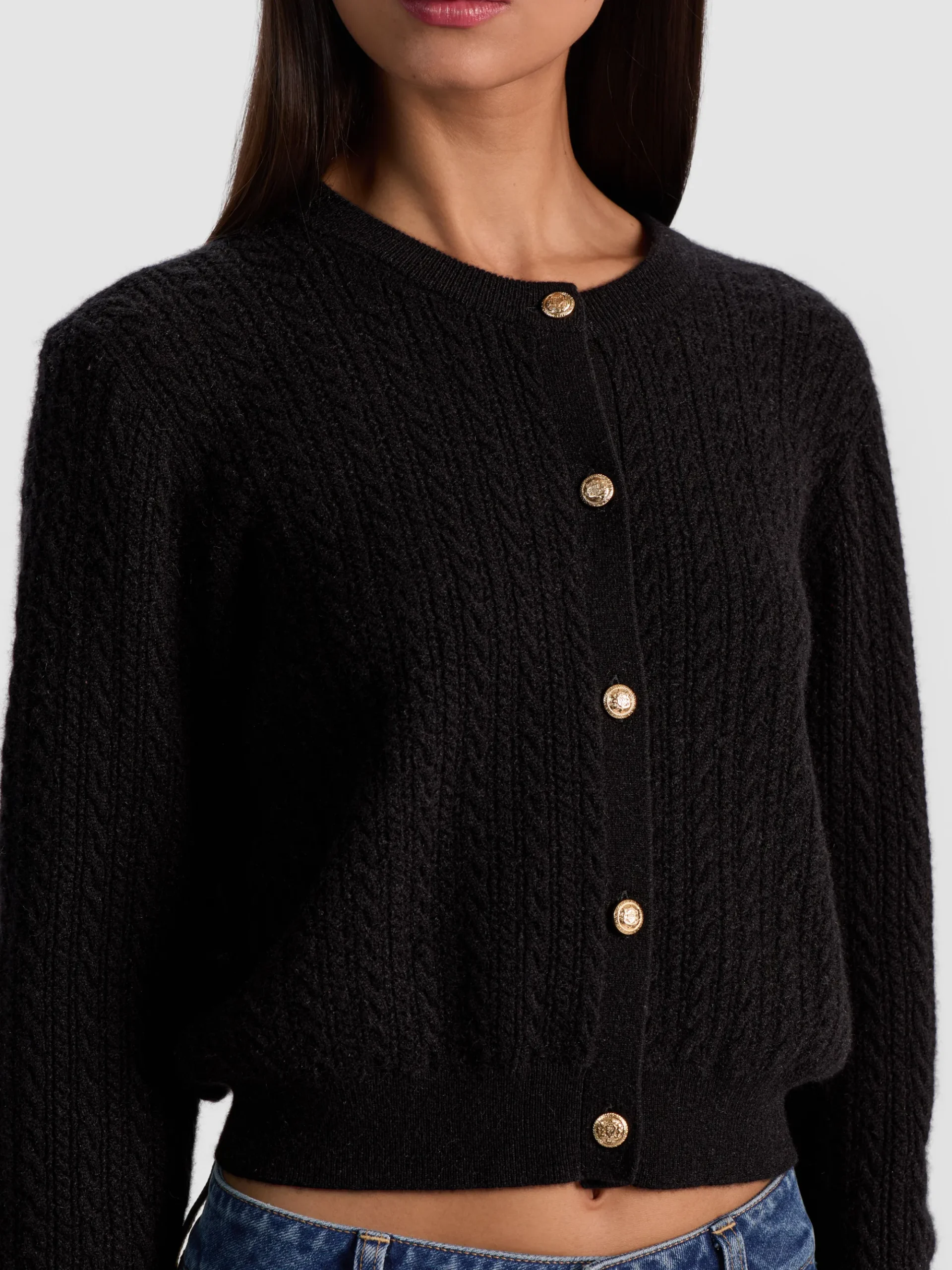 Alice and Olivia DOLLIE CASHMERE CABLEKNIT CARDIGAN