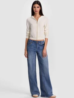 Alice and Olivia DOLLIE CASHMERE ZIP-UP HOODIE