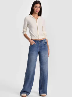 Alice and Olivia DOLLIE CASHMERE ZIP-UP HOODIE