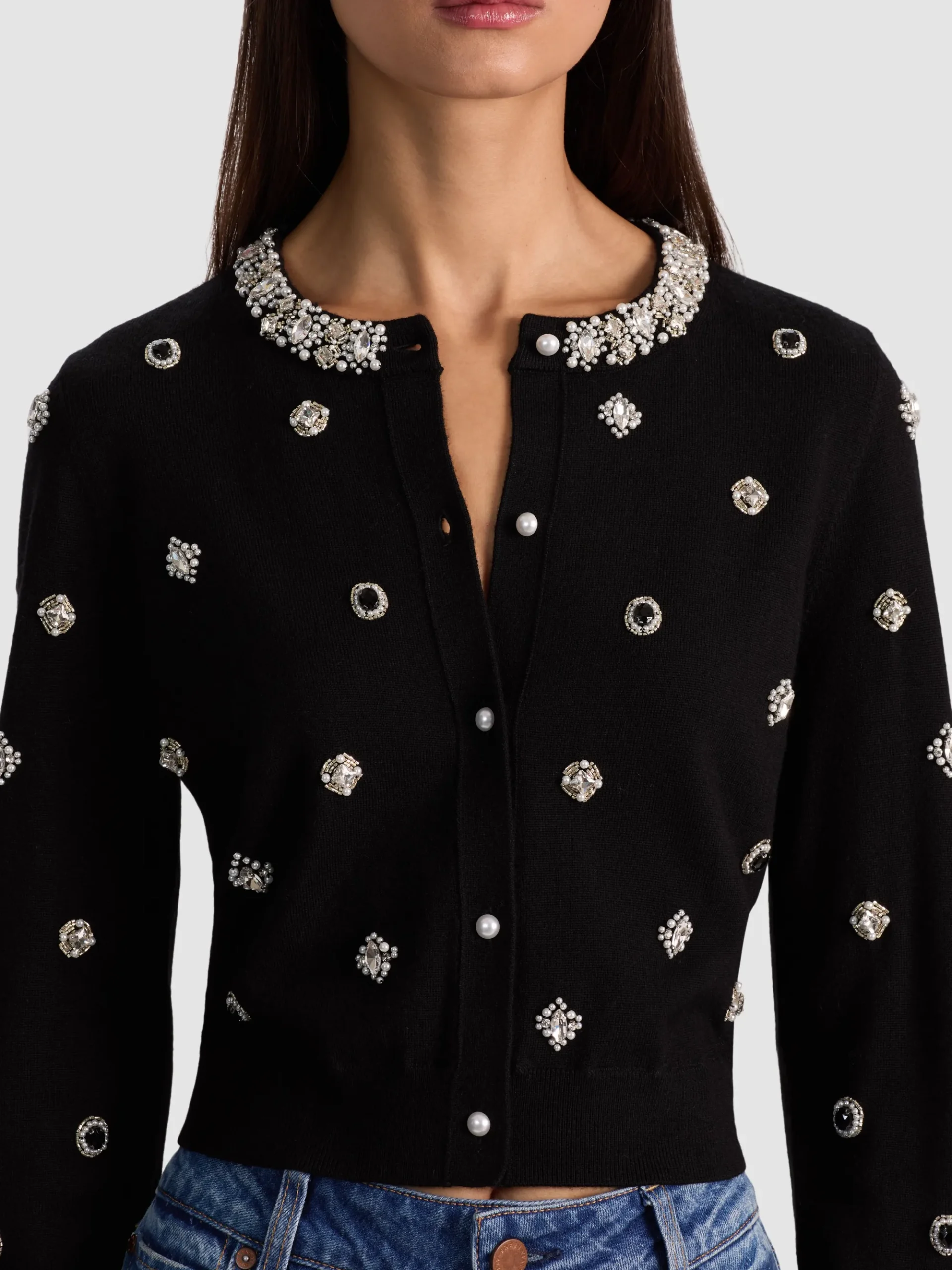 Alice and Olivia DOLLIE EMBELLISHED CARDIGAN