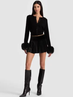 Alice and Olivia DOLLIE FAUX FUR CUFF CARDIGAN