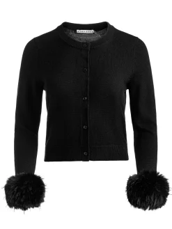 Alice and Olivia DOLLIE FAUX FUR CUFF CARDIGAN