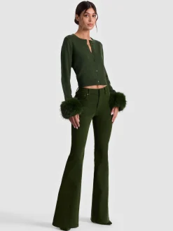 Alice and Olivia DOLLIE FAUX FUR CUFF CARDIGAN