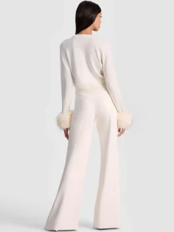 Alice and Olivia DOLLIE FAUX FUR CUFF CARDIGAN