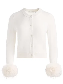 Alice and Olivia DOLLIE FAUX FUR CUFF CARDIGAN