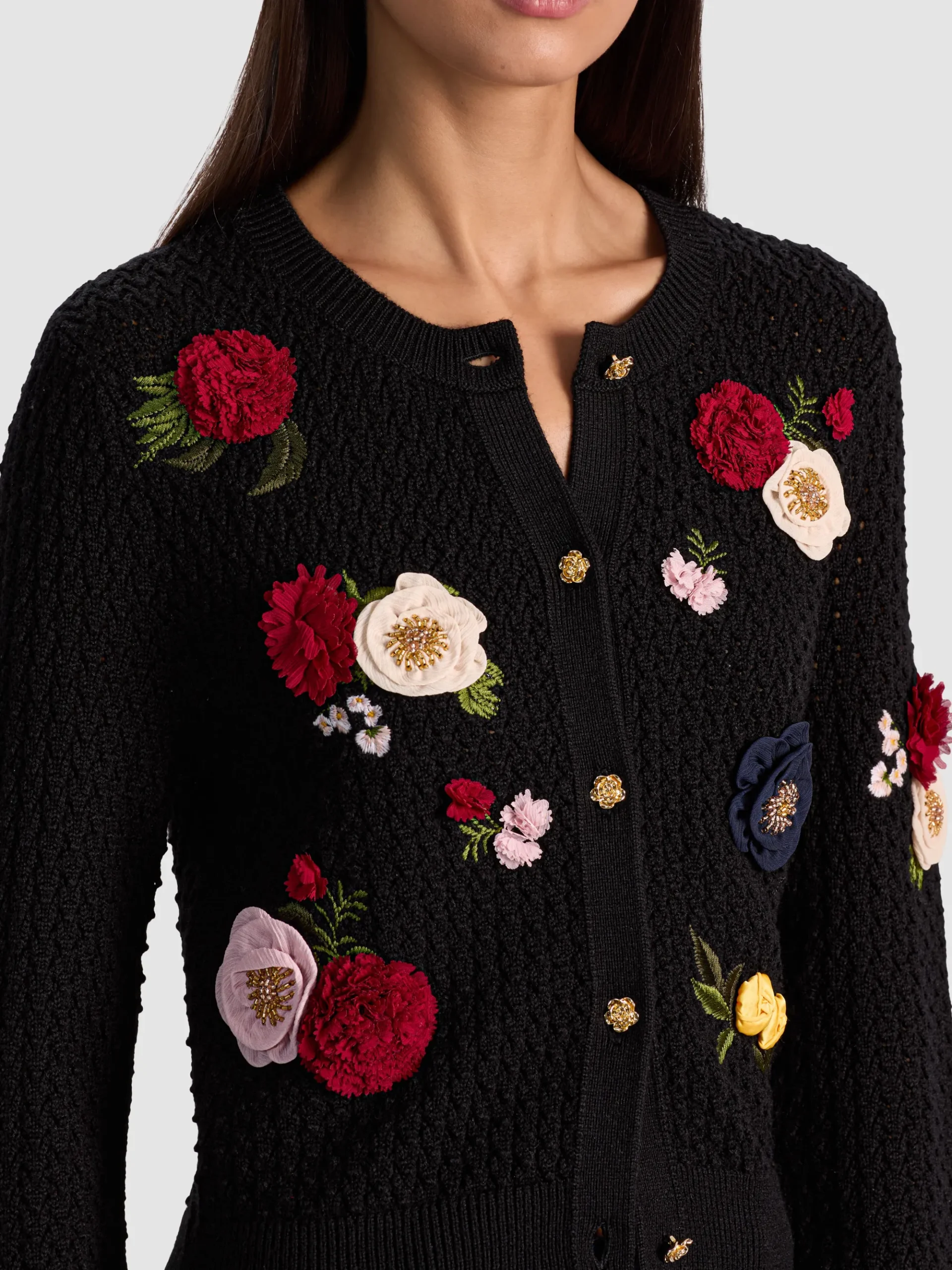 Alice and Olivia DOLLIE FLORAL CARDIGAN