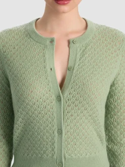 Alice and Olivia DOLLIE POINTELLE CASHMERE CARDIGAN