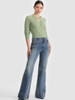 Alice and Olivia DOLLIE POINTELLE CASHMERE CARDIGAN