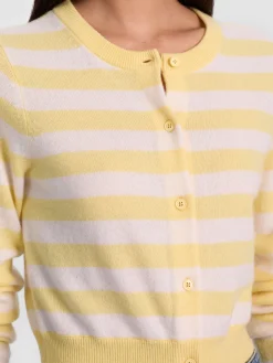 Alice and Olivia DOLLIE STRIPED CASHMERE CARDIGAN