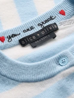 Alice and Olivia DOLLIE STRIPED CASHMERE CARDIGAN