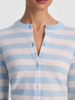 Alice and Olivia DOLLIE STRIPED CASHMERE CARDIGAN