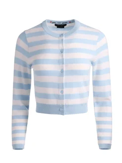 Alice and Olivia DOLLIE STRIPED CASHMERE CARDIGAN