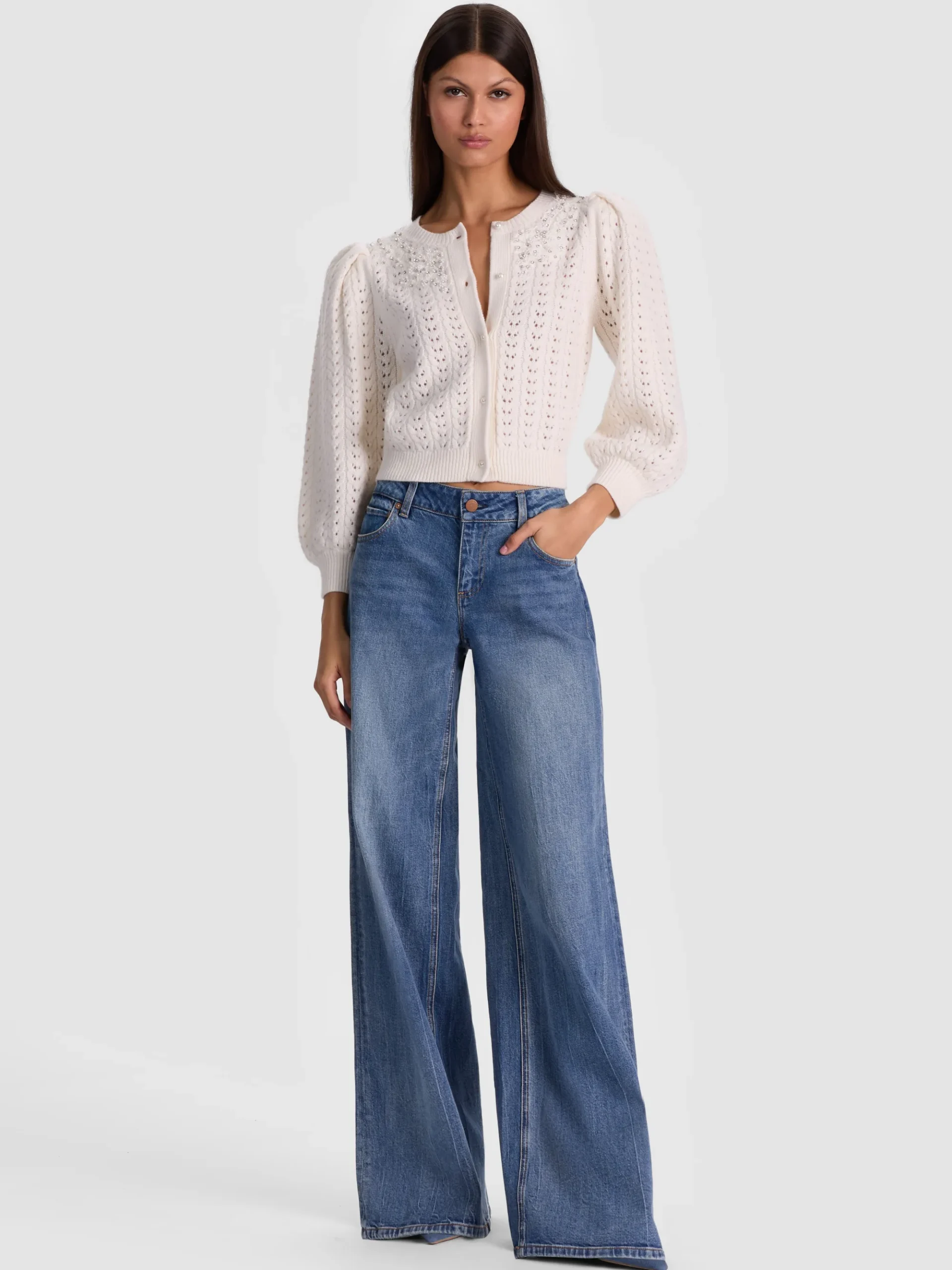 Alice and Olivia DORIS EMBELLISHED CARDIGAN