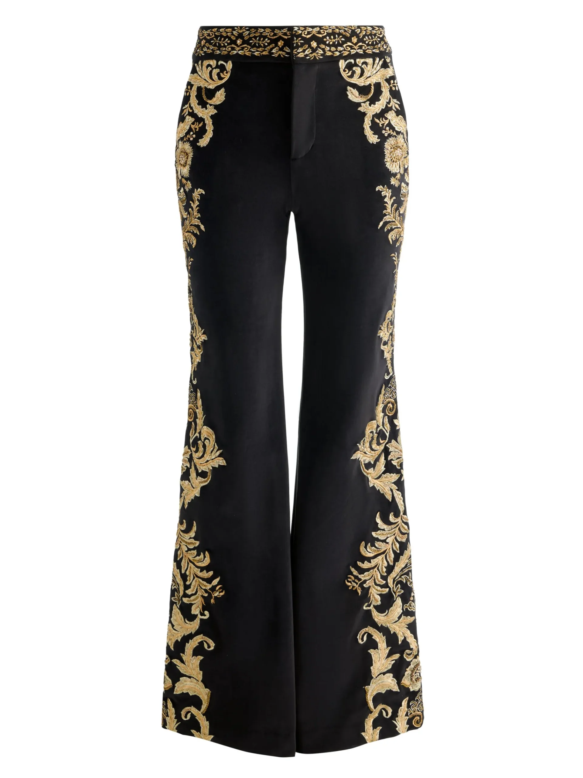 Alice and Olivia DYLAN EMBROIDERED VELVET PANT