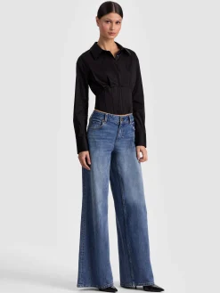 Alice and Olivia EDIE CORSET BUTTON DOWN