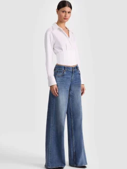 Alice and Olivia EDIE CORSET BUTTON DOWN