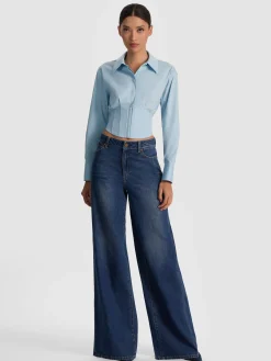 Alice and Olivia EDIE CORSET BUTTON DOWN