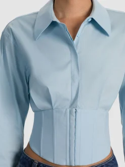 Alice and Olivia EDIE CORSET BUTTON DOWN