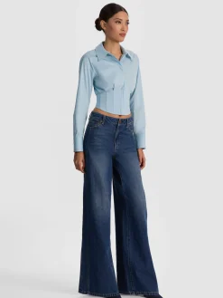 Alice and Olivia EDIE CORSET BUTTON DOWN