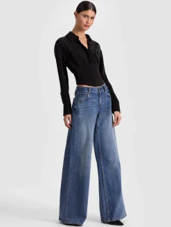 Alice and Olivia EDIE SEAMED CORSET BUTTON DOWN