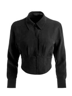 Alice and Olivia EDIE SEAMED CORSET BUTTON DOWN