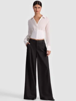 Alice and Olivia EDIE SEAMED CORSET BUTTON DOWN