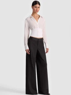 Alice and Olivia EDIE SEAMED CORSET BUTTON DOWN