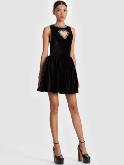 Alice and Olivia ELLA VELVET MINI DRESS