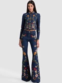 Alice and Olivia EMERSON DENIM MILITARY JACKET