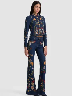 Alice and Olivia EMERSON DENIM MILITARY JACKET