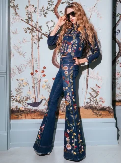 Alice and Olivia EMERSON DENIM MILITARY JACKET