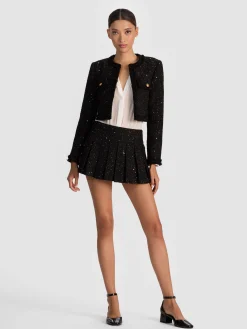 Alice and Olivia EMILIE EMBELLISHED TWEED MINI SKORT