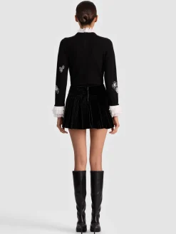 Alice and Olivia EMILIE VELVET MINI SKORT