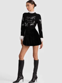 Alice and Olivia EMILIE VELVET MINI SKORT