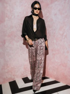 Alice and Olivia ERIC VEGAN SNAKESKIN PANT