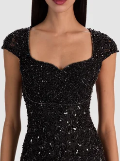 Alice and Olivia EVE EMBELLISHED LACE MINI DRESS