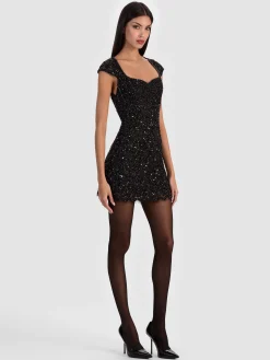 Alice and Olivia EVE EMBELLISHED LACE MINI DRESS