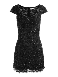 Alice and Olivia EVE EMBELLISHED LACE MINI DRESS