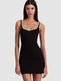 Alice and Olivia EVE EMBELLISHED TRIM MINI DRESS