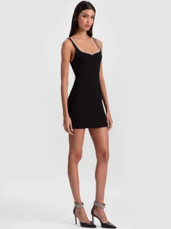 Alice and Olivia EVE EMBELLISHED TRIM MINI DRESS