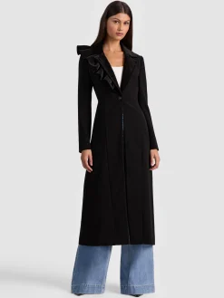 Alice and Olivia FAIE SLIM RUFFLE MAXI BLAZER