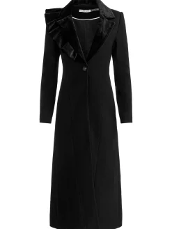 Alice and Olivia FAIE SLIM RUFFLE MAXI BLAZER