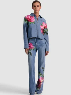 Alice and Olivia FINELY DENIM BUTTON DOWN