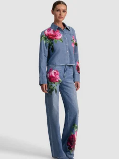 Alice and Olivia FINELY DENIM BUTTON DOWN